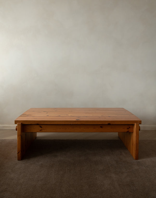 Brutalist Pine Coffee Table Dymling by Yngve Ekström for Swedese, 1970s