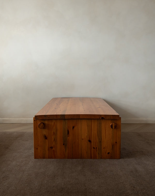 Brutalist Pine Coffee Table Dymling by Yngve Ekström for Swedese, 1970s