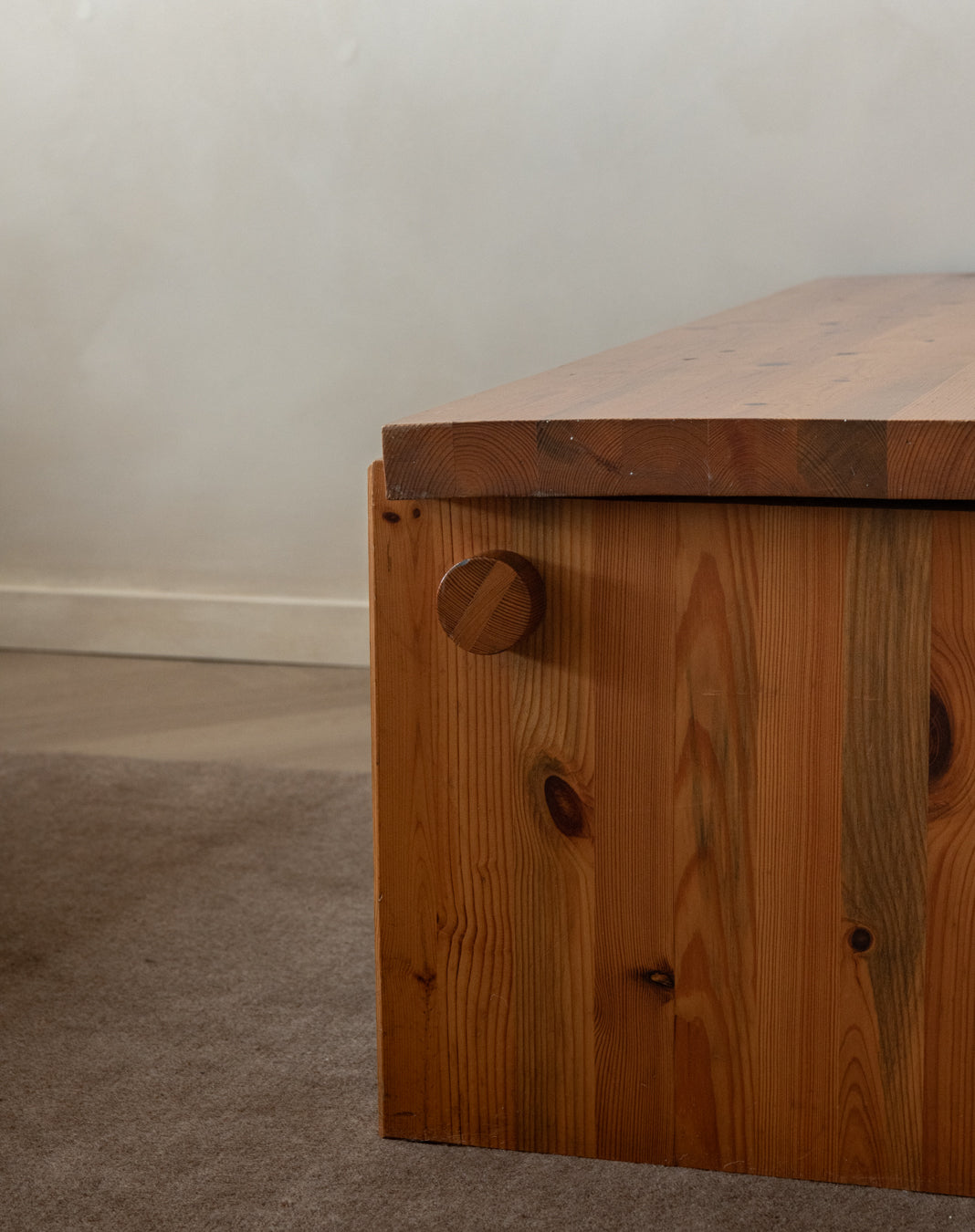 Brutalist Pine Coffee Table Dymling by Yngve Ekström for Swedese, 1970s