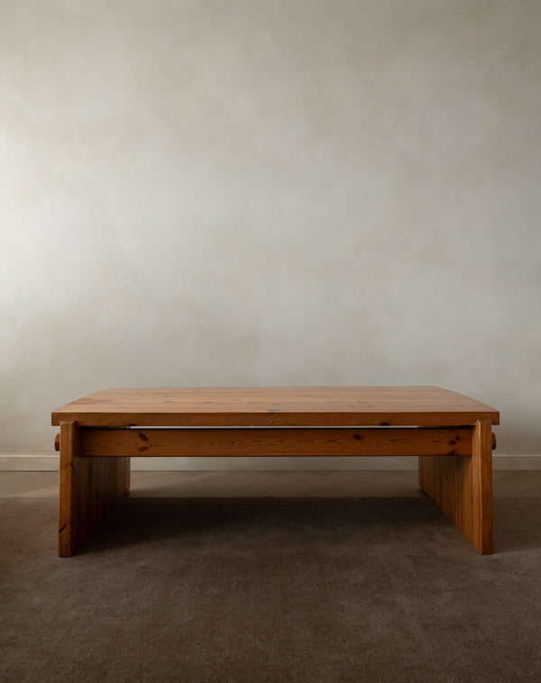Brutalist Pine Coffee Table Dymling by Yngve Ekström for Swedese, 1970s