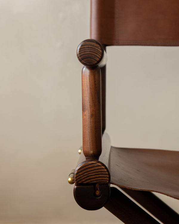Italian Modern Director’s Chair in Wood & Leather, 1980s