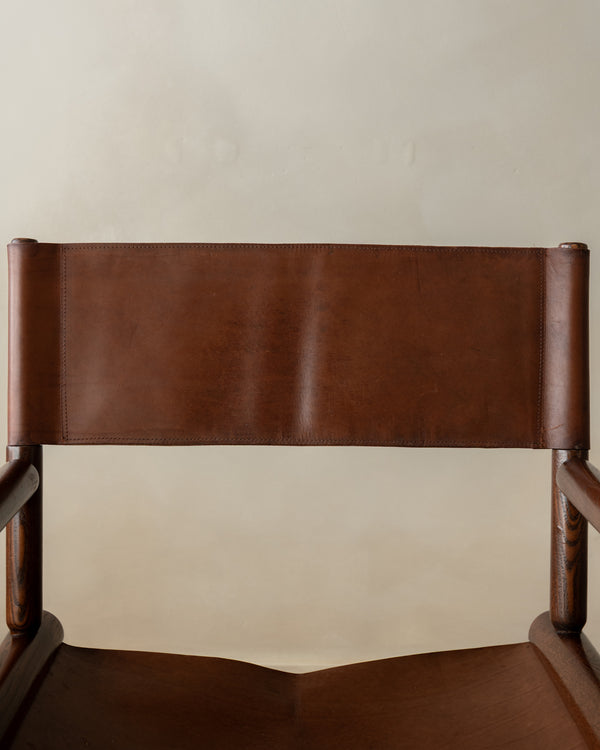 Italian Modern Director’s Chair in Wood & Leather, 1980s
