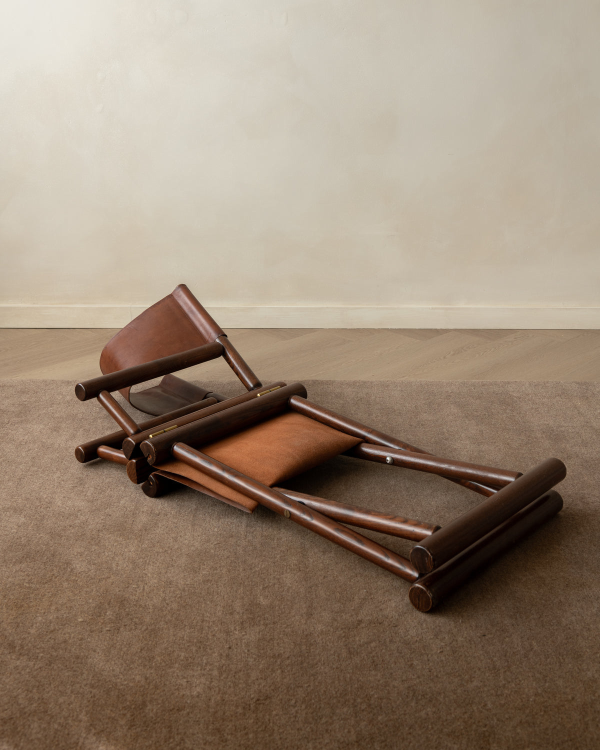 Italian Modern Director’s Chair in Wood & Leather, 1980s