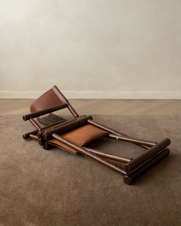 Italian Modern Director’s Chair in Wood & Leather, 1980s
