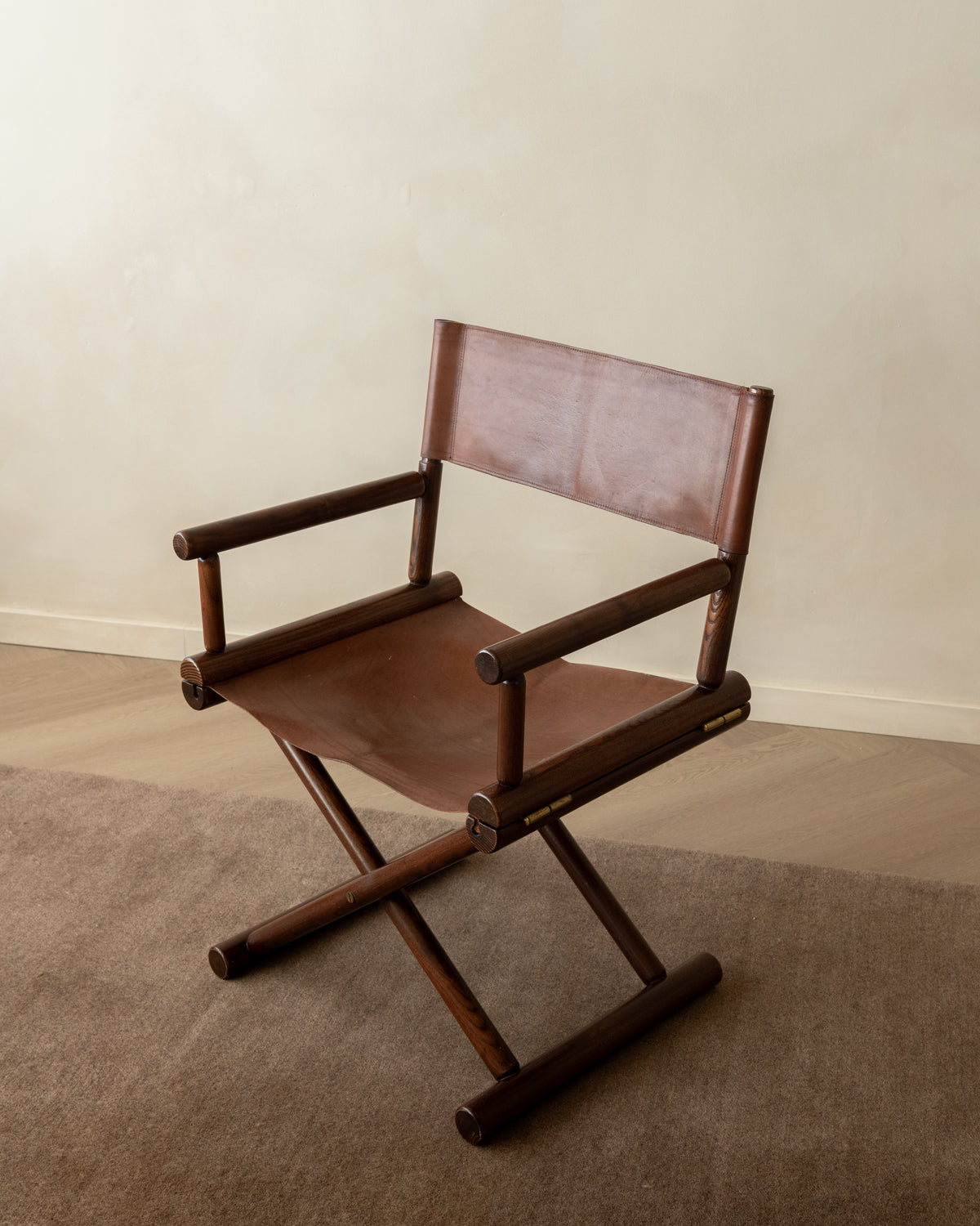 Italian Modern Director’s Chair in Wood & Leather, 1980s