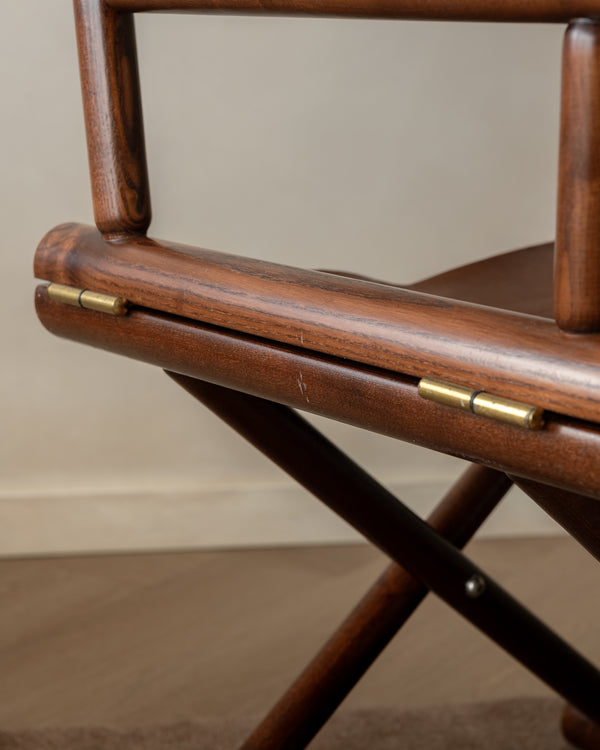 Italian Modern Director’s Chair in Wood & Leather, 1980s