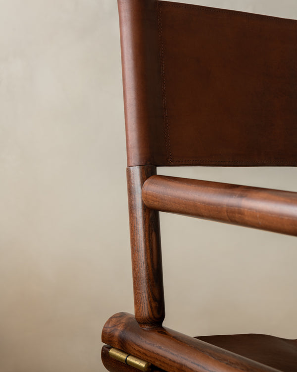 Italian Modern Director’s Chair in Wood & Leather, 1980s