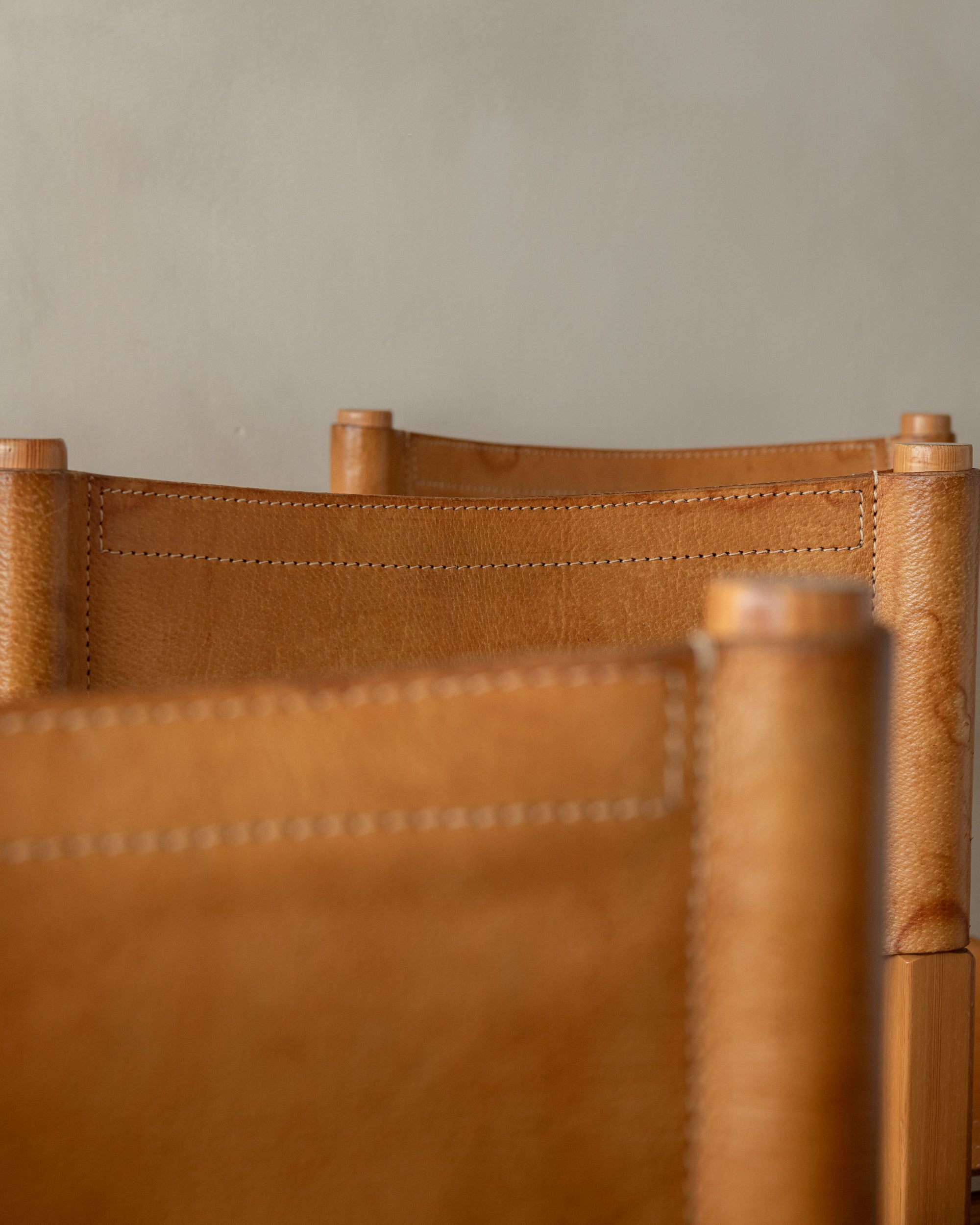 Scandinavian Pine Leather Dining Kotka Chairs by Tomas Jelinek for IKEA, 1980s, Set of 6