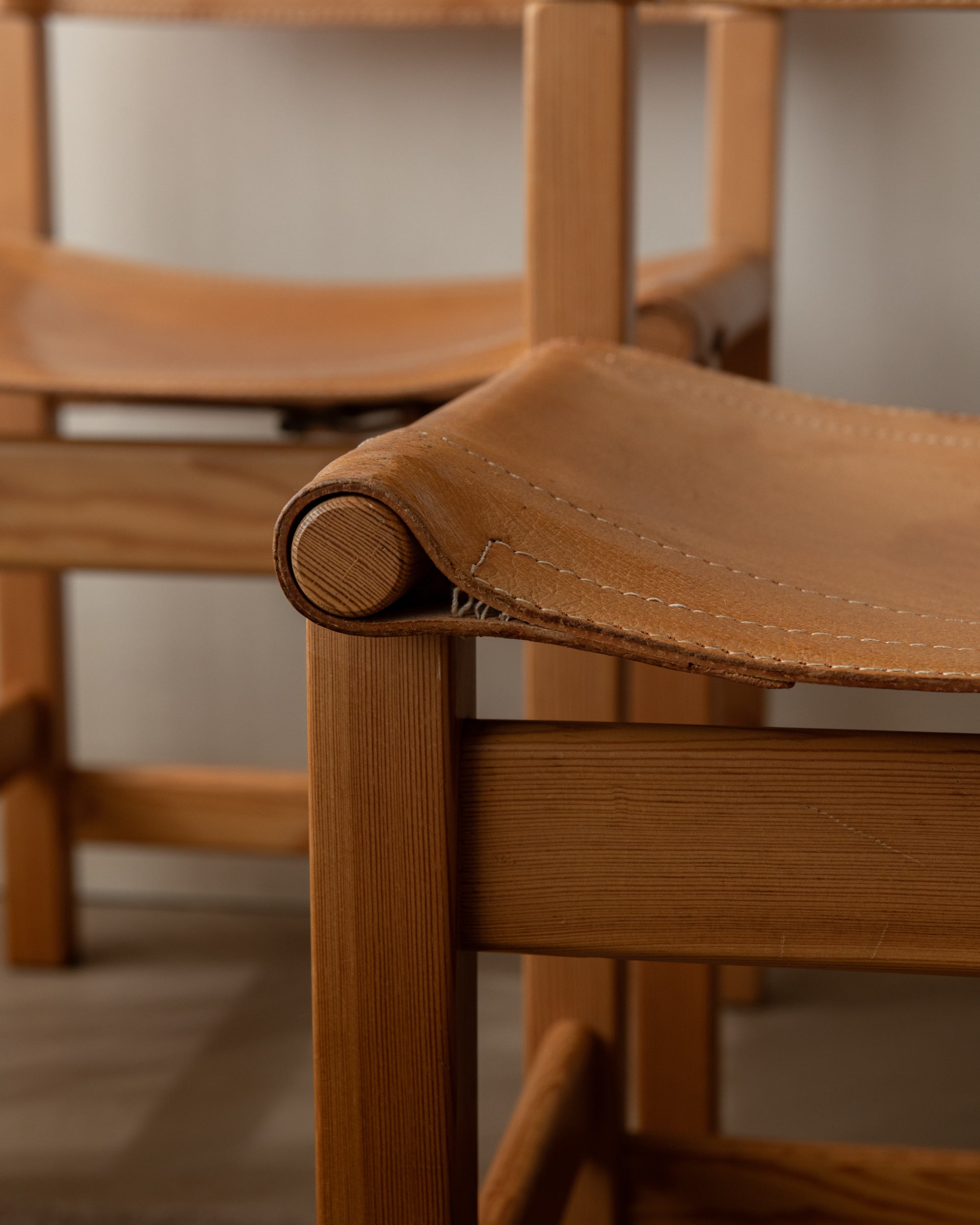 Scandinavian Pine Leather Dining Kotka Chairs by Tomas Jelinek for IKEA, 1980s, Set of 6