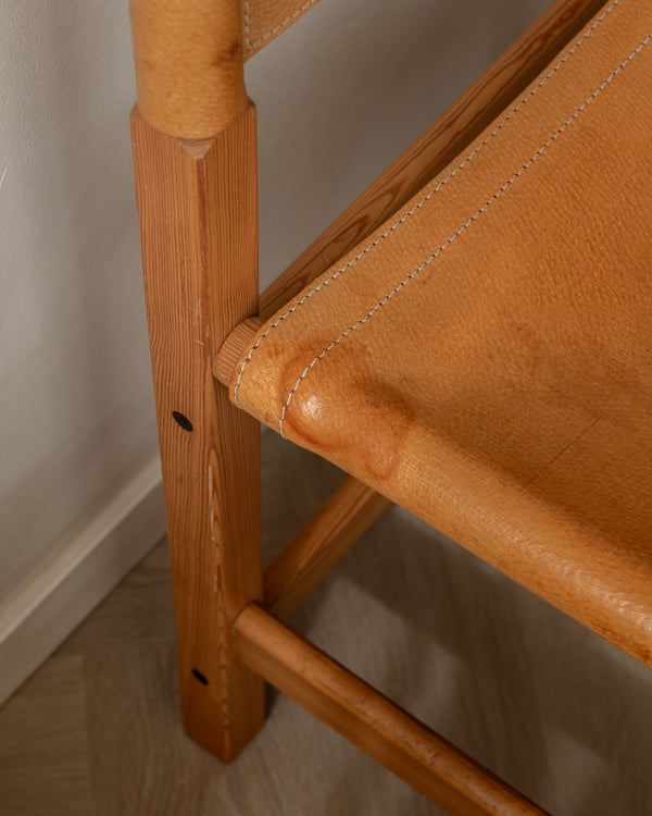 Scandinavian Pine Leather Dining Kotka Chairs by Tomas Jelinek for IKEA, 1980s, Set of 6