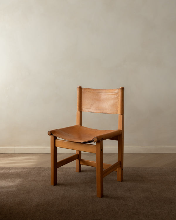 Scandinavian Pine Leather Dining Kotka Chairs by Tomas Jelinek for IKEA, 1980s, Set of 6
