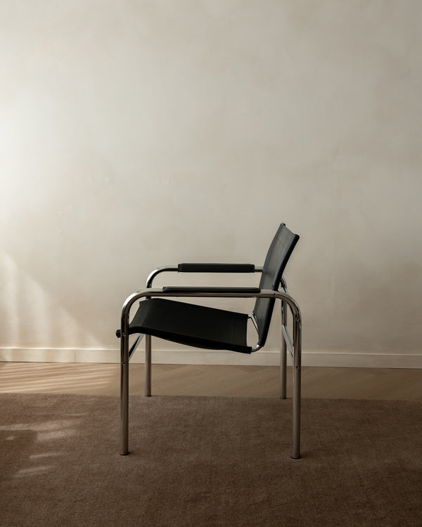 Bauhaus Chrome Leather Lounge Chairs Klinte by Tord Björklund for IKEA, 1980s, Set of 2