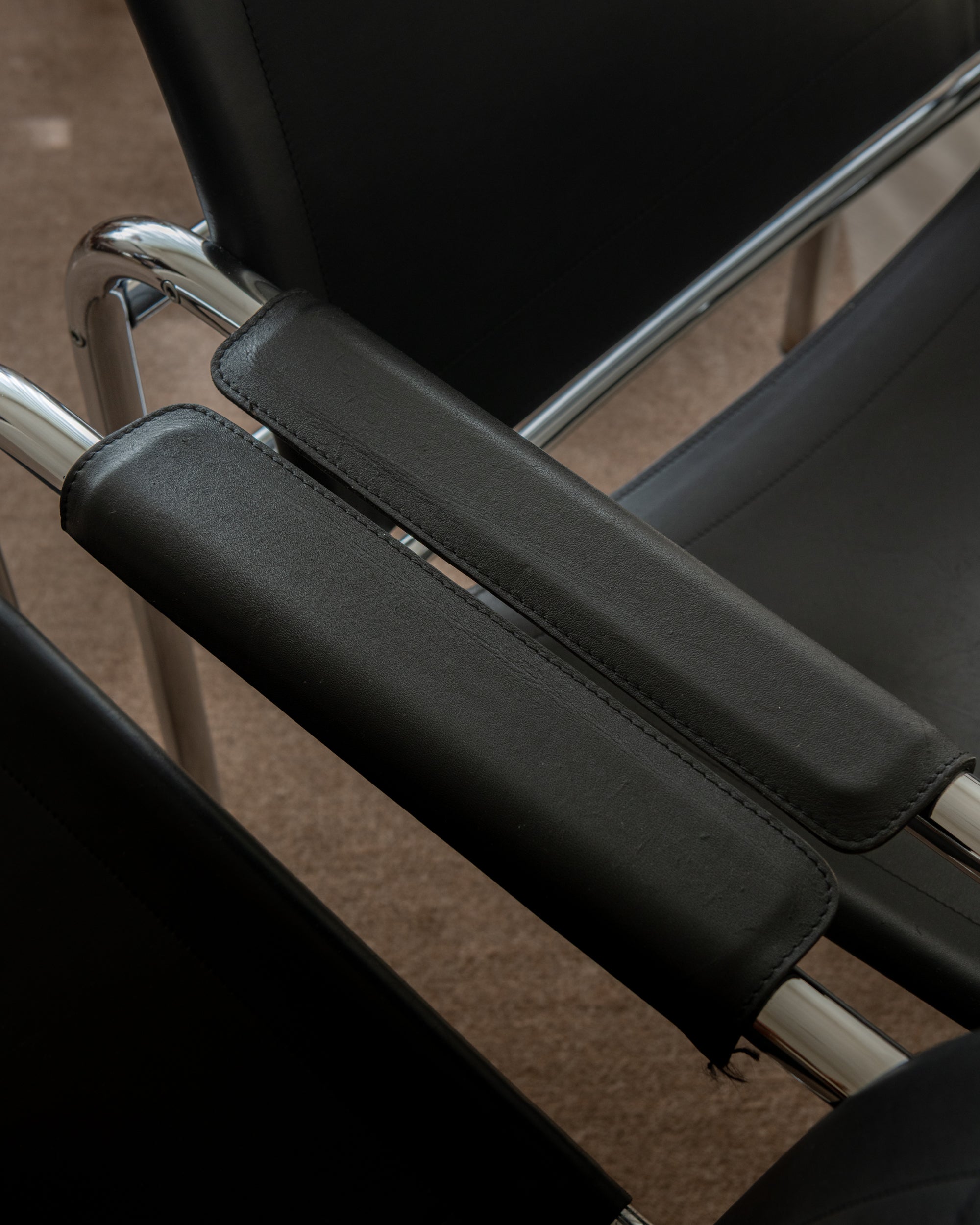 Bauhaus Chrome Leather Lounge Chairs Klinte by Tord Björklund for IKEA, 1980s, Set of 2