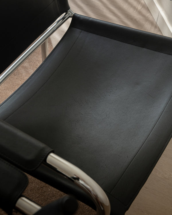 Bauhaus Chrome Leather Lounge Chairs Klinte by Tord Björklund for IKEA, 1980s, Set of 2