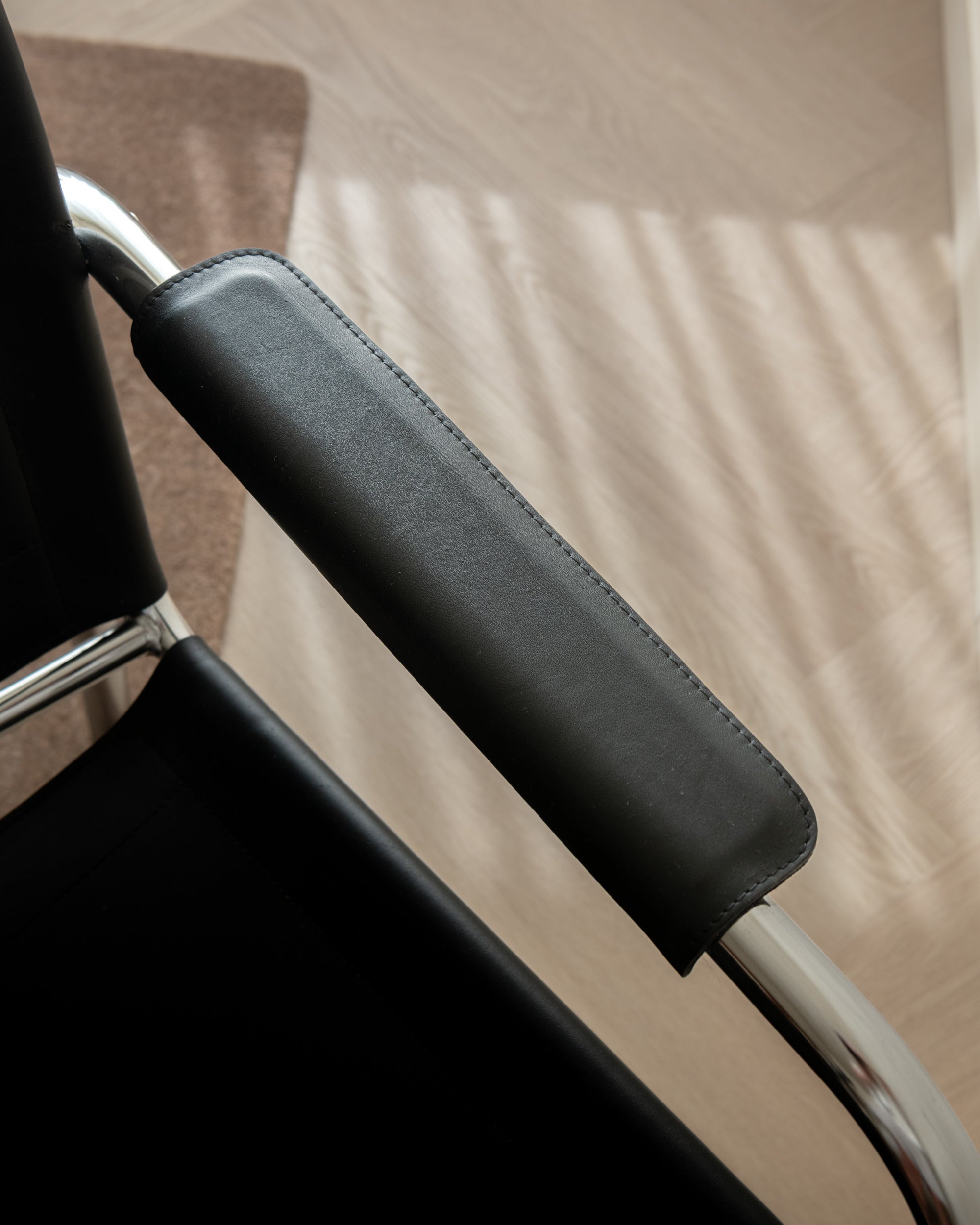 Bauhaus Chrome Leather Lounge Chairs Klinte by Tord Björklund for IKEA, 1980s, Set of 2