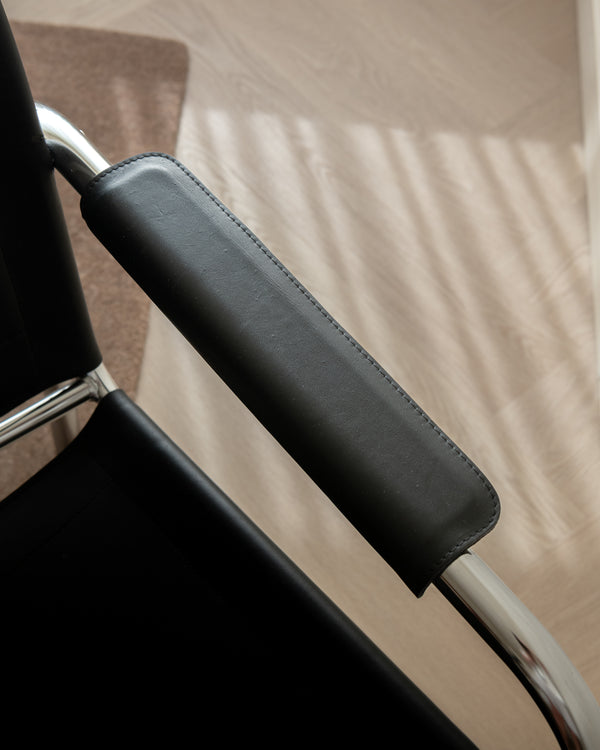 Bauhaus Chrome Leather Lounge Chairs Klinte by Tord Björklund for IKEA, 1980s, Set of 2