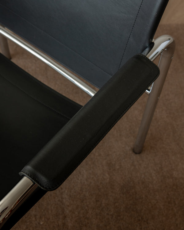 Bauhaus Chrome Leather Lounge Chairs Klinte by Tord Björklund for IKEA, 1980s, Set of 2