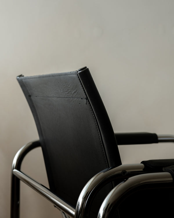 Bauhaus Chrome Leather Lounge Chairs Klinte by Tord Björklund for IKEA, 1980s, Set of 2