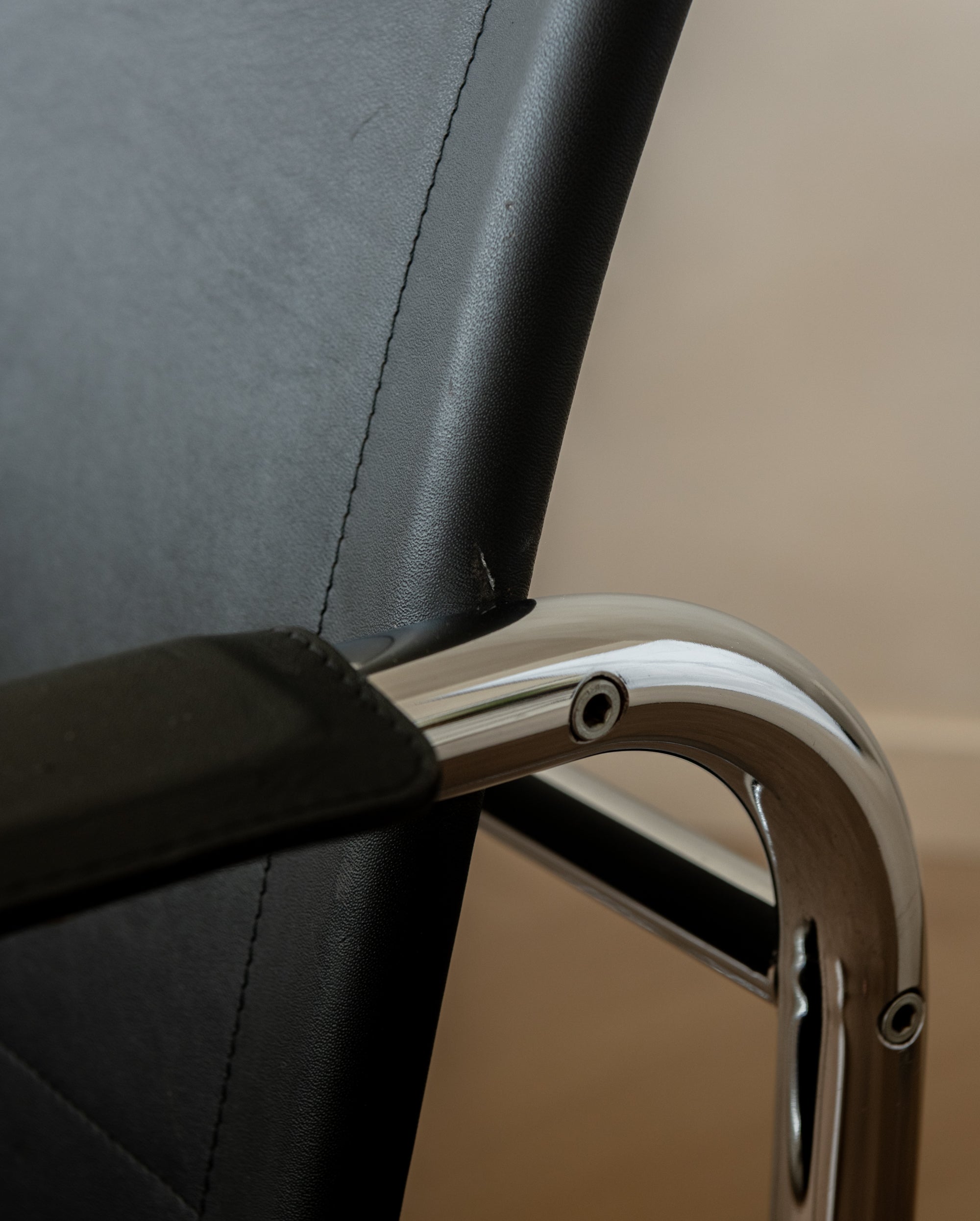 Bauhaus Chrome Leather Lounge Chairs Klinte by Tord Björklund for IKEA, 1980s, Set of 2