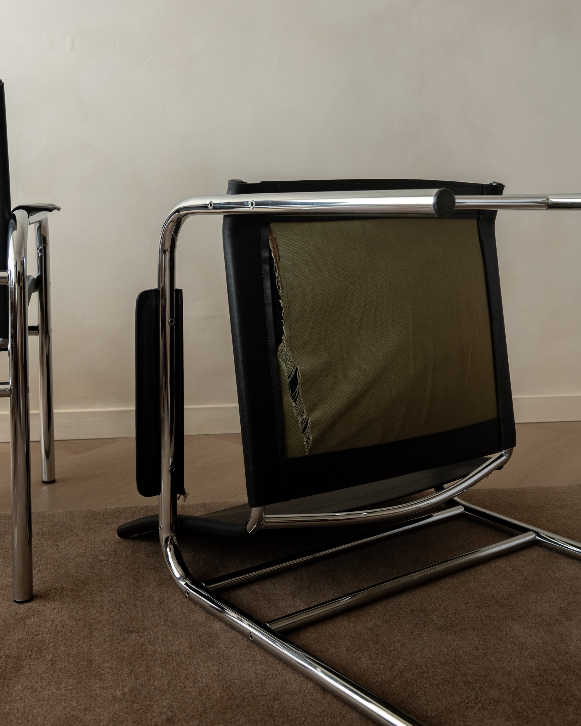 Bauhaus Chrome Leather Lounge Chairs Klinte by Tord Björklund for IKEA, 1980s, Set of 2