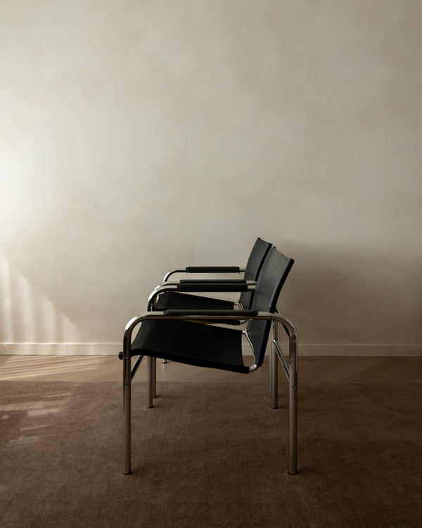 Bauhaus Chrome Leather Lounge Chairs Klinte by Tord Björklund for IKEA, 1980s, Set of 2