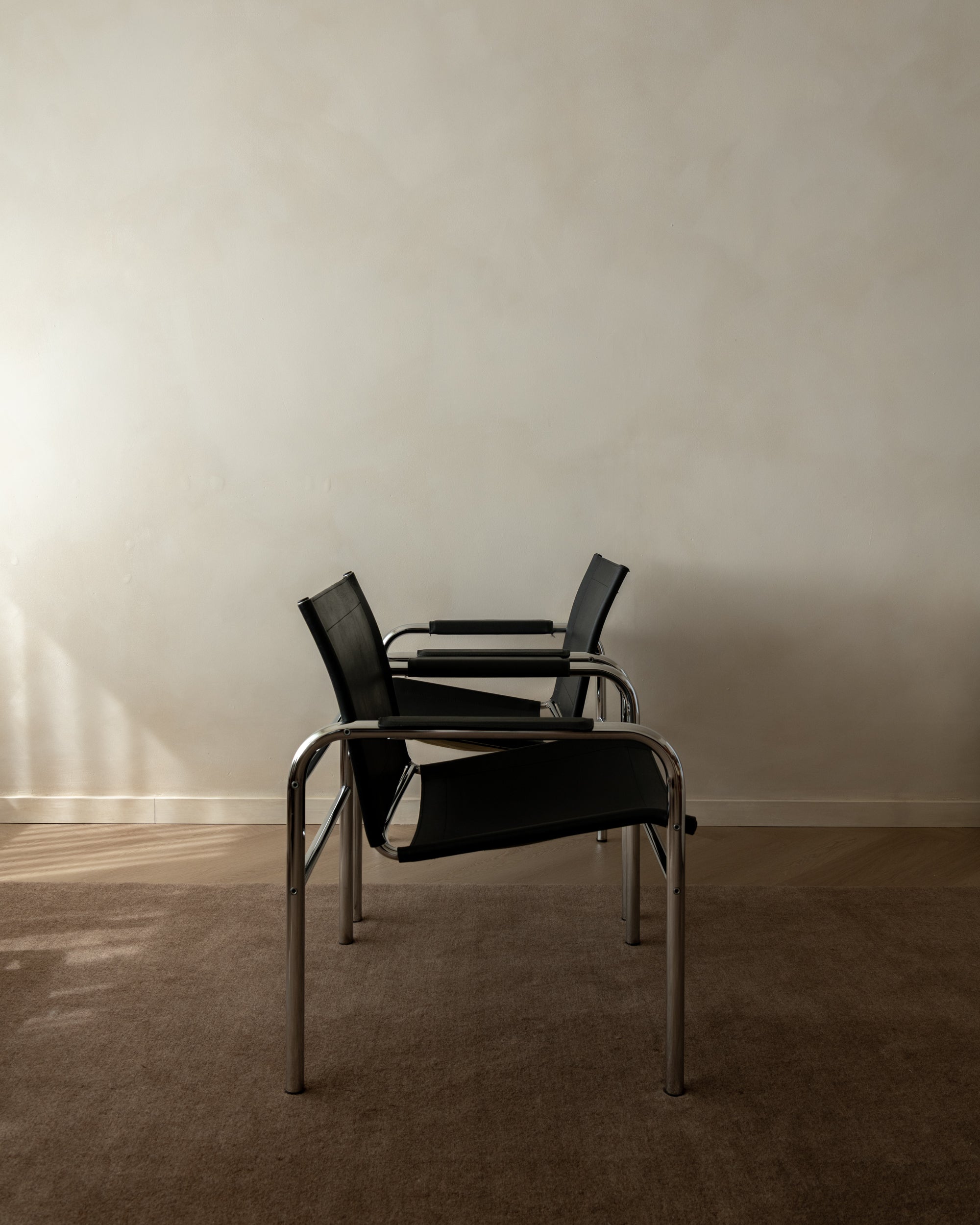 Bauhaus Chrome Leather Lounge Chairs Klinte by Tord Björklund for IKEA, 1980s, Set of 2
