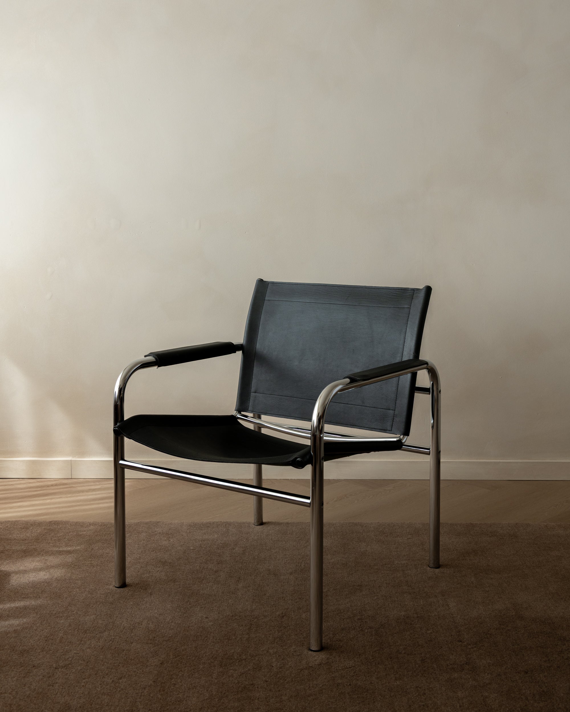 Bauhaus Chrome Leather Lounge Chairs Klinte by Tord Björklund for IKEA, 1980s, Set of 2
