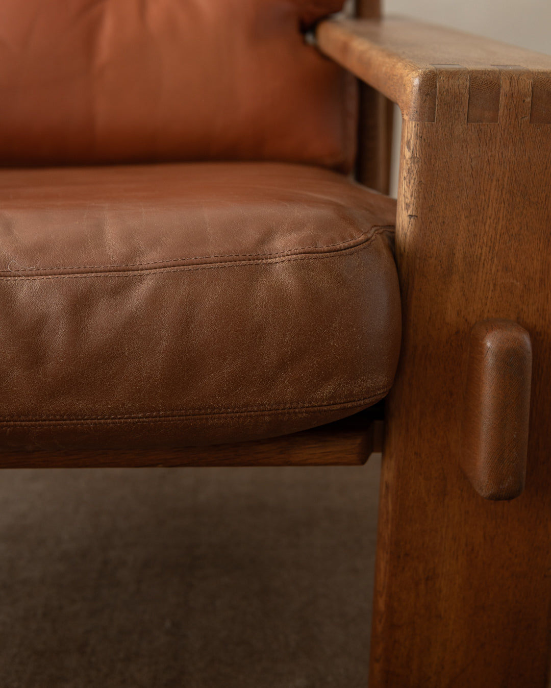 Vintage Lounge Chair Bonanza by Esko Pajamies for Asko, Oak Leather Armchair, 1960s