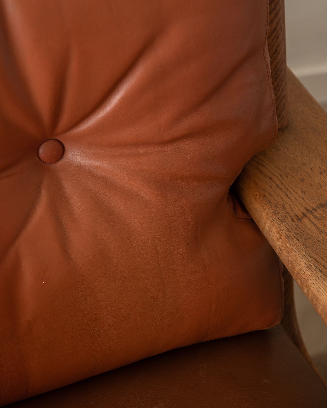 Vintage Lounge Chair Bonanza by Esko Pajamies for Asko, Oak Leather Armchair, 1960s