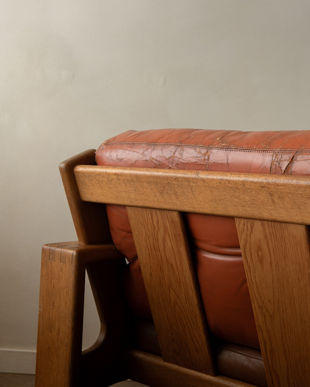 Vintage Lounge Chair Bonanza by Esko Pajamies for Asko, Oak Leather Armchair, 1960s