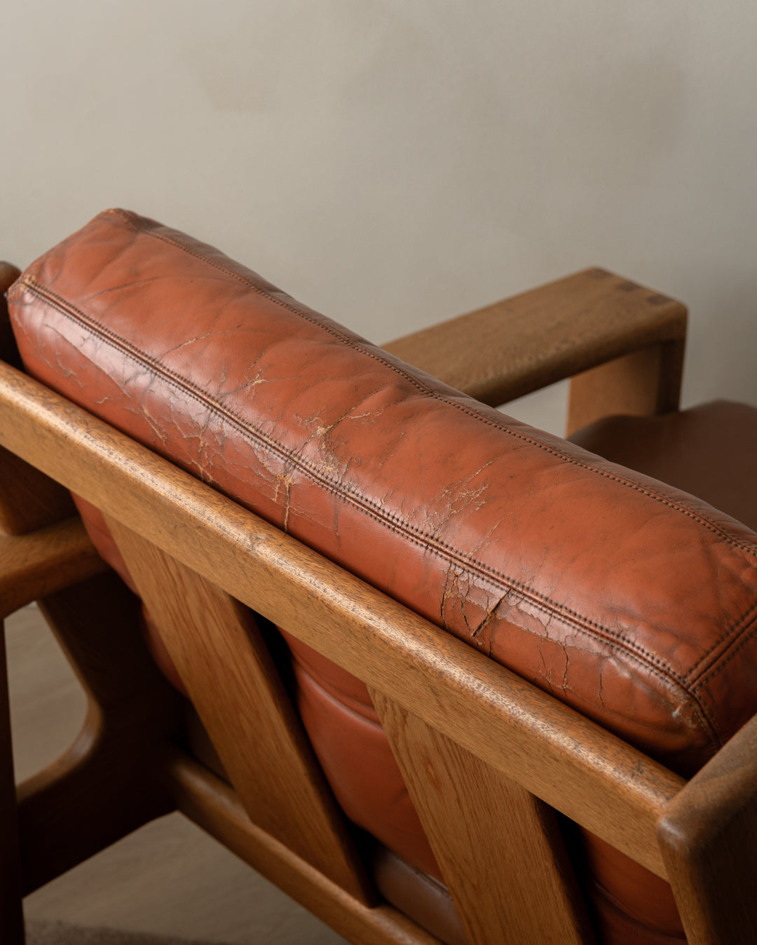 Vintage Lounge Chair Bonanza by Esko Pajamies for Asko, Oak Leather Armchair, 1960s