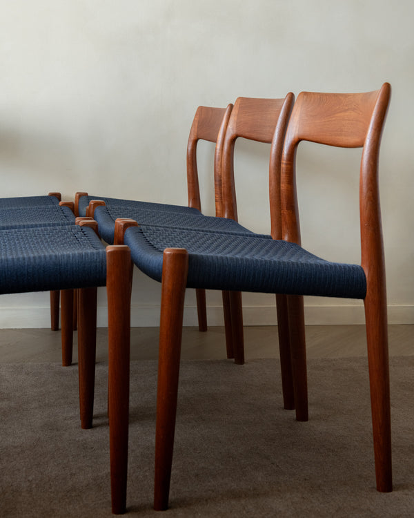 Danish Modern Teak Dining Chairs Model 77 by Niels Otto Møller for J.L. Møllers Møbelfabrik, Denmark, 1960s, Set of 6