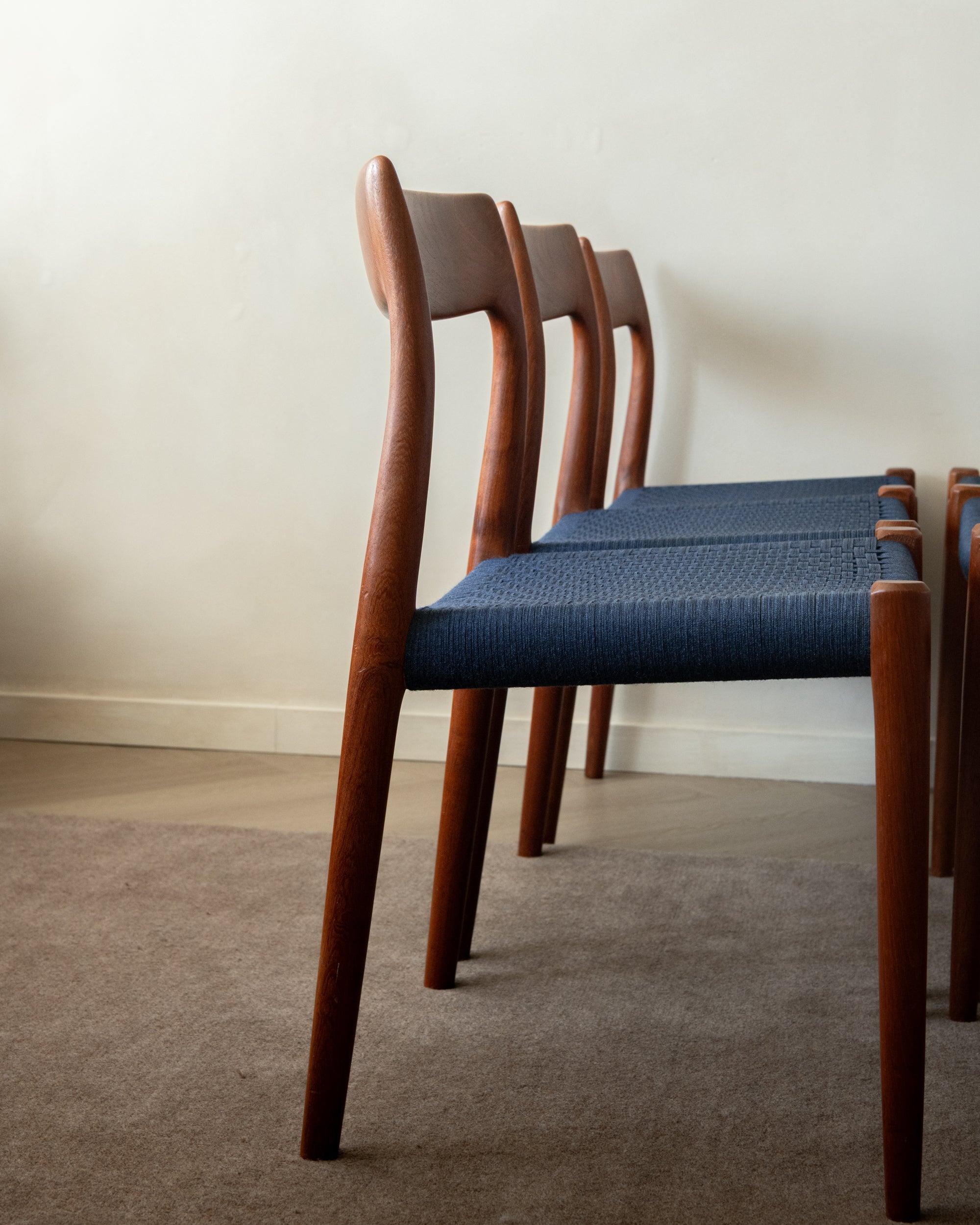 Danish Modern Teak Dining Chairs Model 77 by Niels Otto Møller for J.L. Møllers Møbelfabrik, Denmark, 1960s, Set of 6