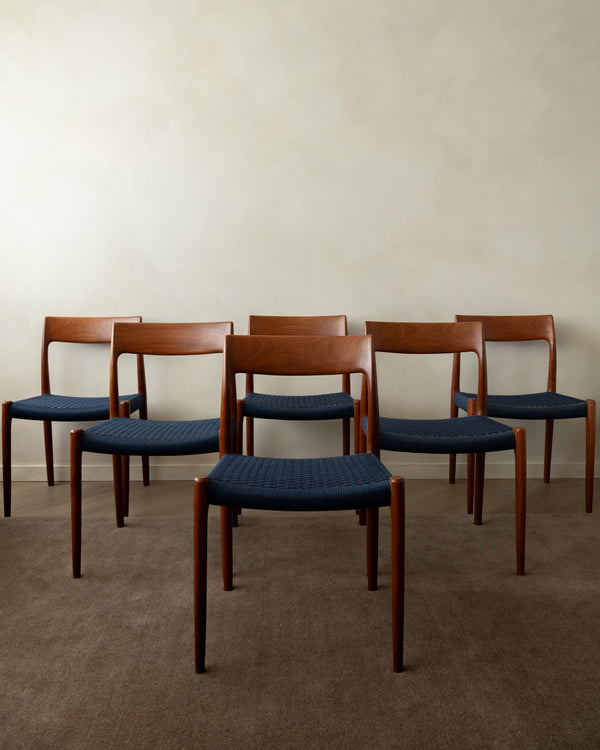 Danish Modern Teak Dining Chairs Model 77 by Niels Otto Møller for J.L. Møllers Møbelfabrik, Denmark, 1960s, Set of 6