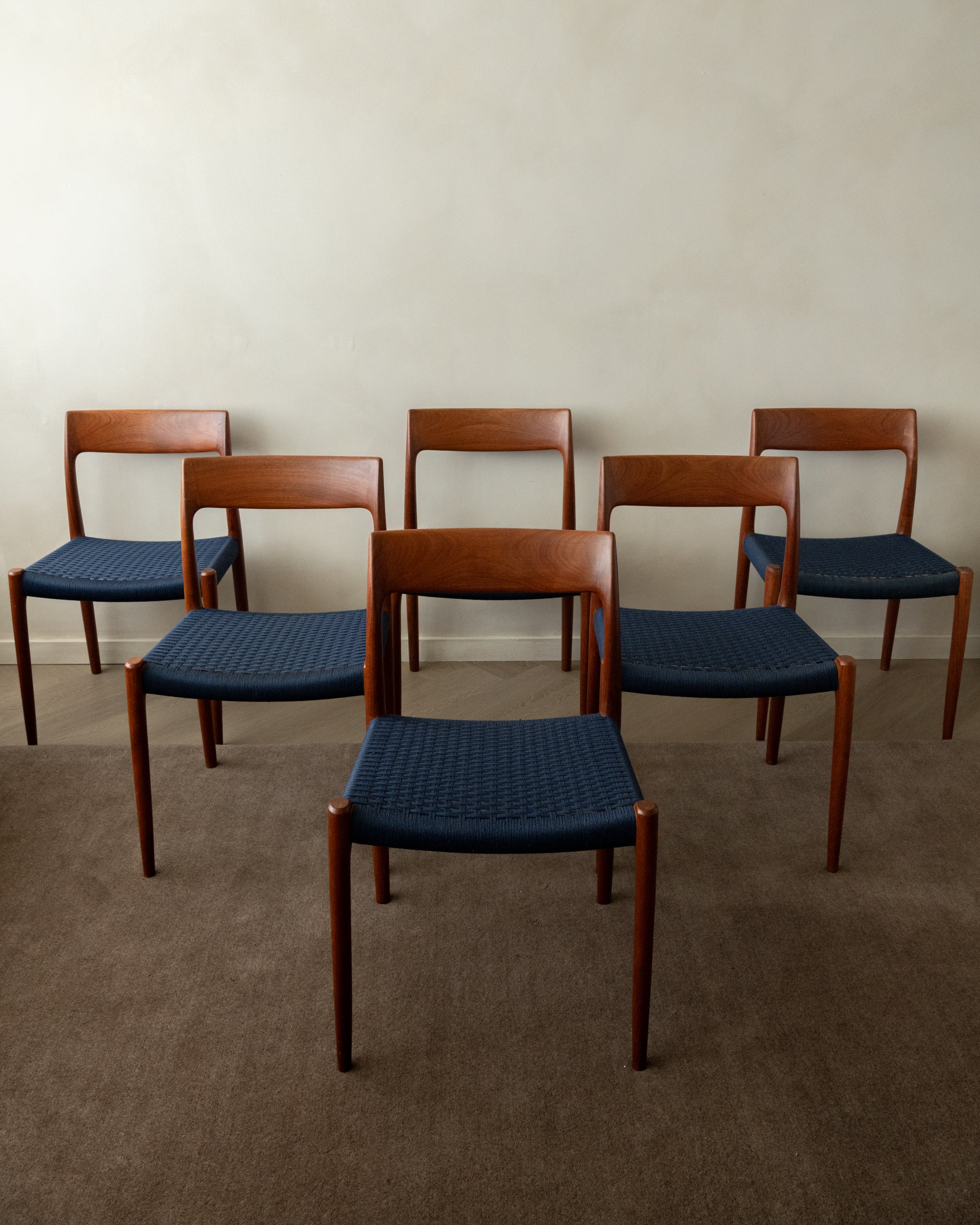 Danish Modern Teak Dining Chairs Model 77 by Niels Otto Møller for J.L. Møllers Møbelfabrik, Denmark, 1960s, Set of 6