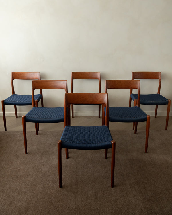 Danish Modern Teak Dining Chairs Model 77 by Niels Otto Møller for J.L. Møllers Møbelfabrik, Denmark, 1960s, Set of 6