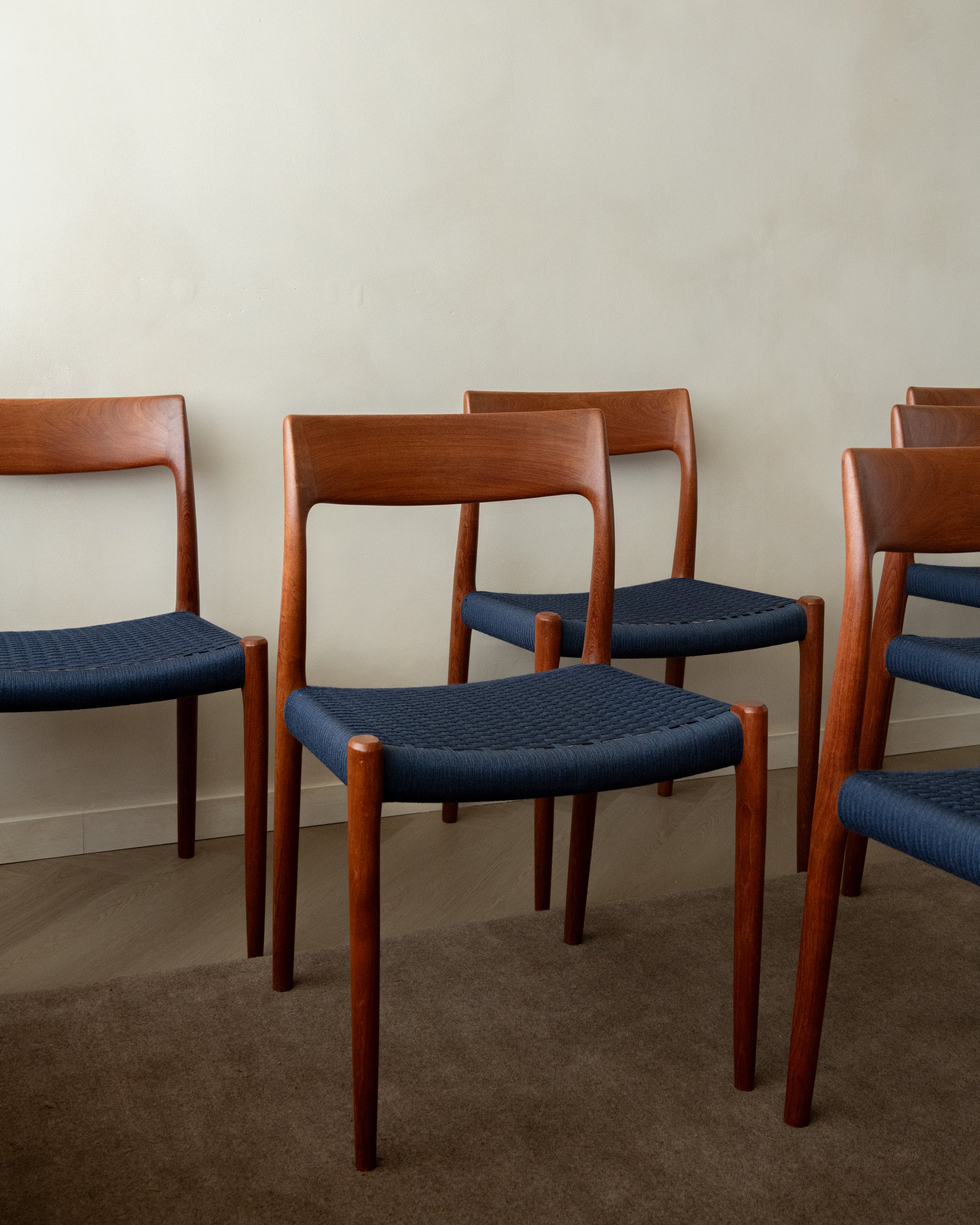 Danish Modern Teak Dining Chairs Model 77 by Niels Otto Møller for J.L. Møllers Møbelfabrik, Denmark, 1960s, Set of 6
