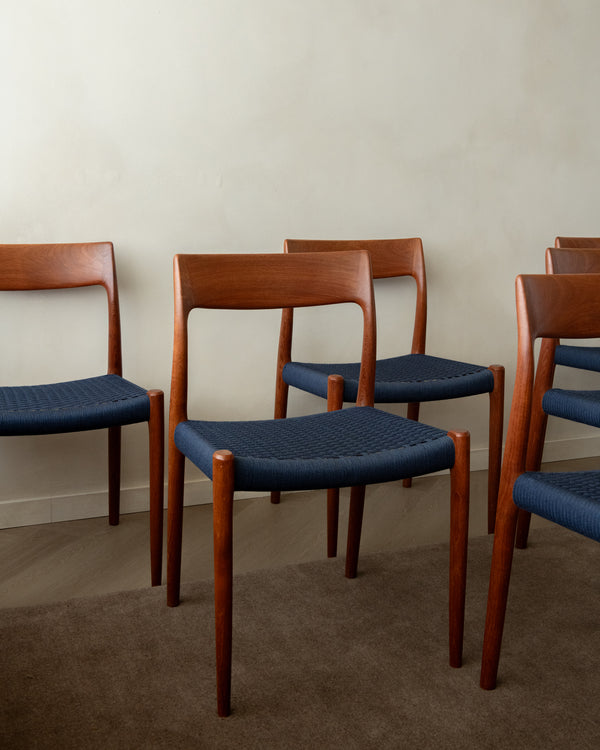 Danish Modern Teak Dining Chairs Model 77 by Niels Otto Møller for J.L. Møllers Møbelfabrik, Denmark, 1960s, Set of 6