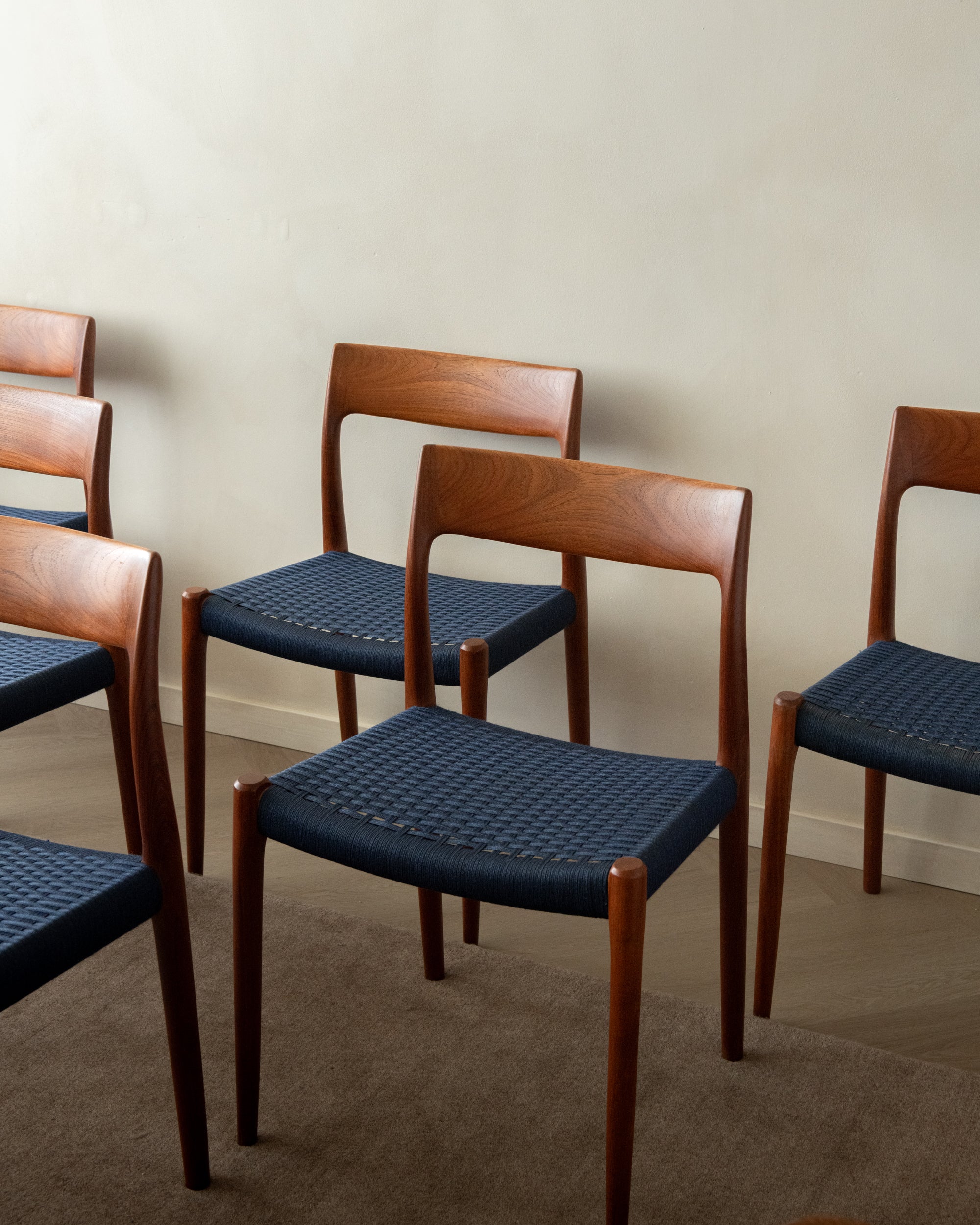 Danish Modern Teak Dining Chairs Model 77 by Niels Otto Møller for J.L. Møllers Møbelfabrik, Denmark, 1960s, Set of 6