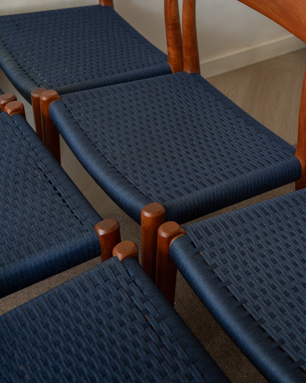 Danish Modern Teak Dining Chairs Model 77 by Niels Otto Møller for J.L. Møllers Møbelfabrik, Denmark, 1960s, Set of 6