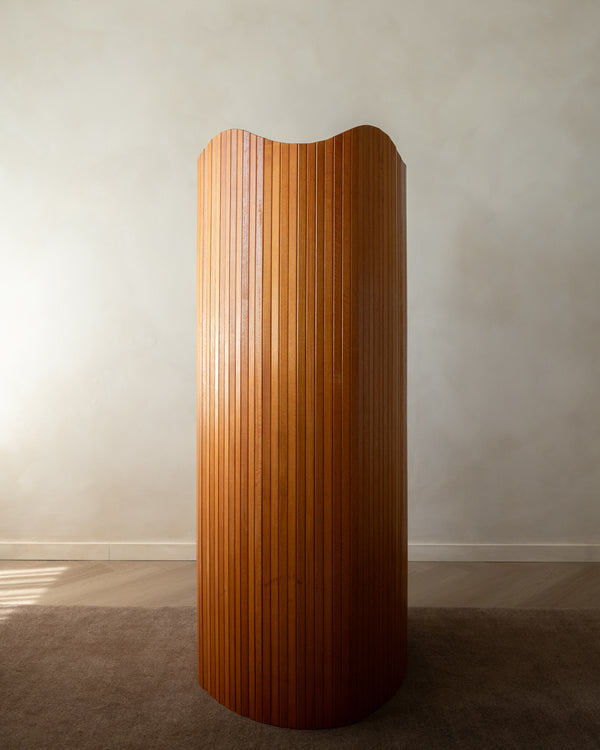 French Art Deco Pine Tambour Room Divider by Jomain Baumann, 1930s