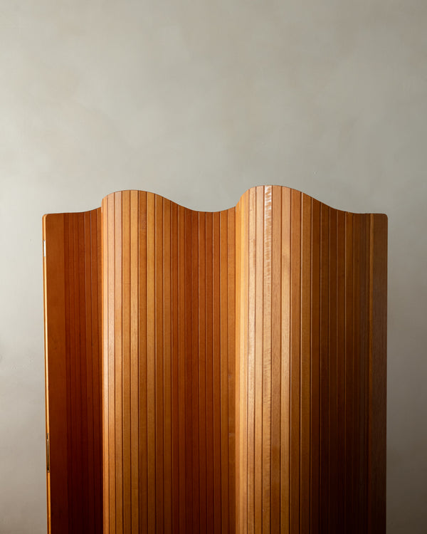 French Art Deco Pine Tambour Room Divider by Jomain Baumann, 1930s