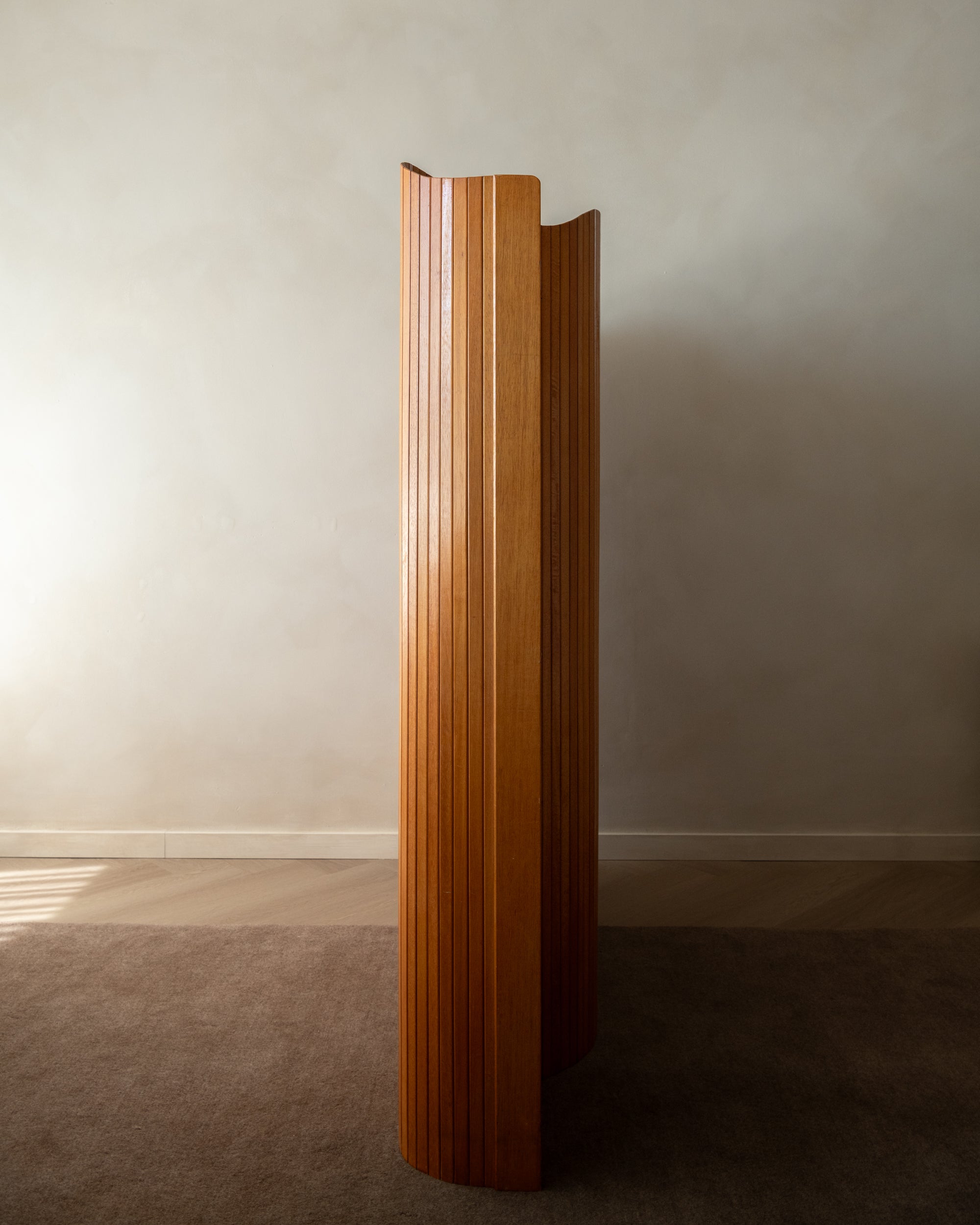 French Art Deco Pine Tambour Room Divider by Jomain Baumann, 1930s