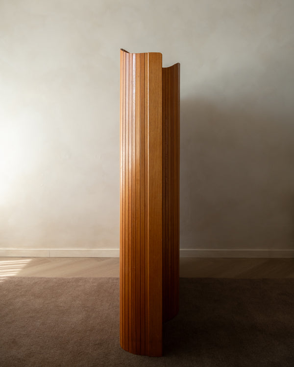 French Art Deco Pine Tambour Room Divider by Jomain Baumann, 1930s
