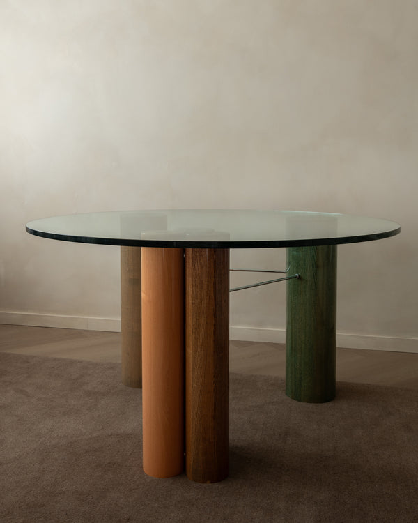 Postmodern Italian Glass Dining Table by Saporiti Italia, 1980s
