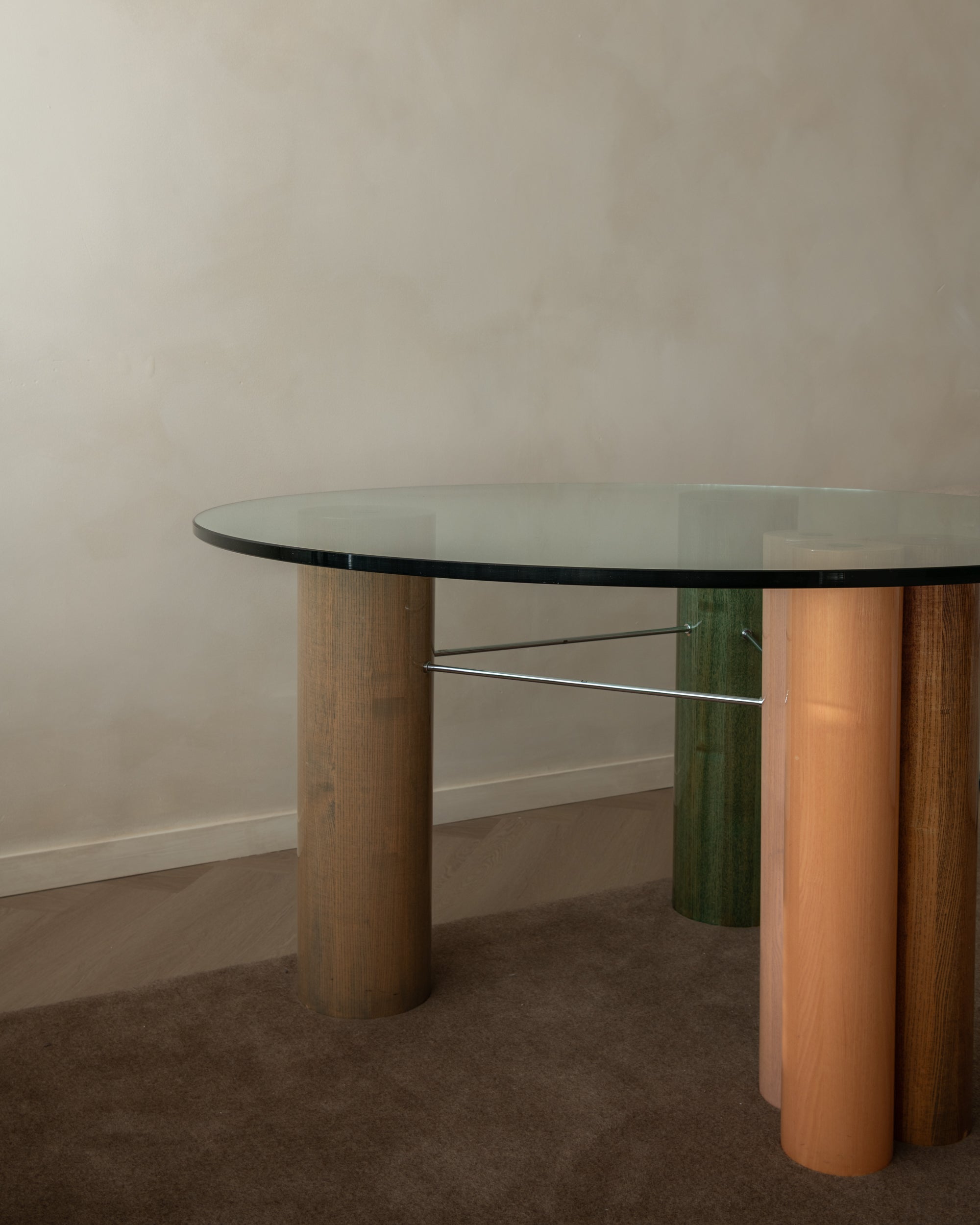 Postmodern Italian Glass Dining Table by Saporiti Italia, 1980s