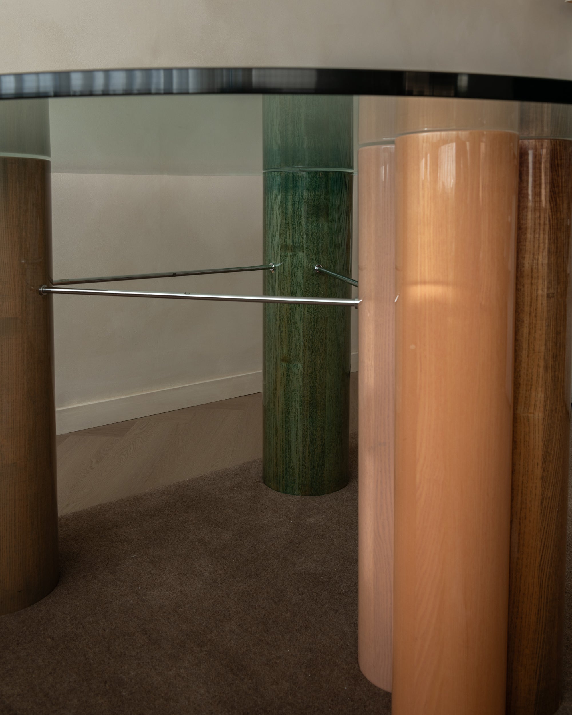 Postmodern Italian Glass Dining Table by Saporiti Italia, 1980s