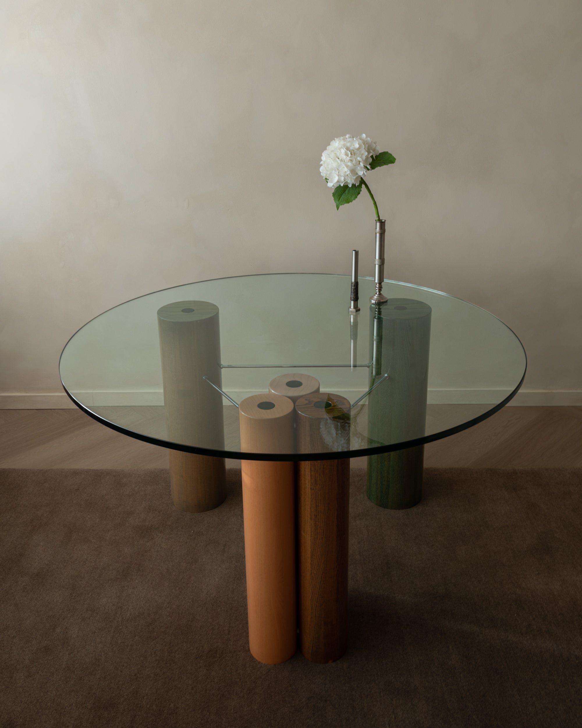 Postmodern Italian Glass Dining Table by Saporiti Italia, 1980s