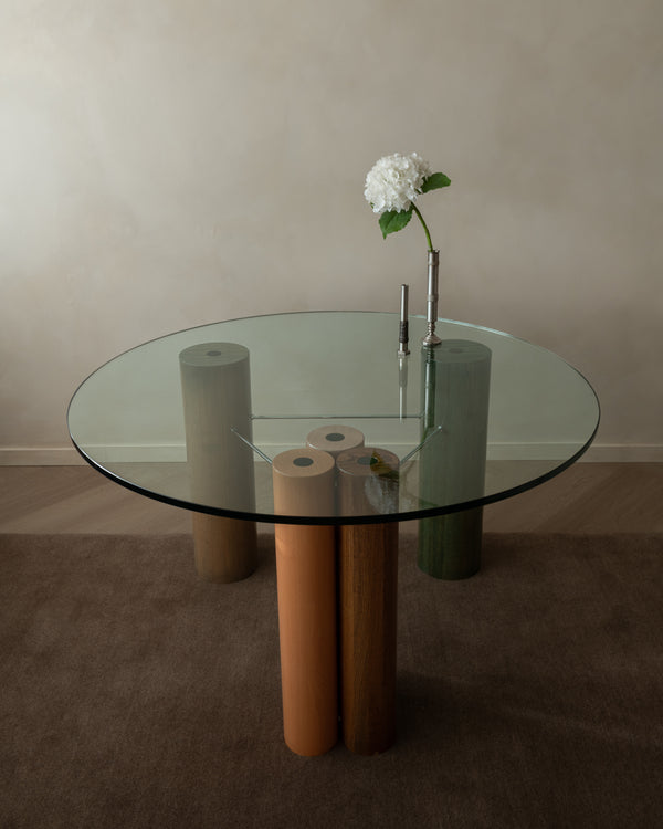 Postmodern Italian Glass Dining Table by Saporiti Italia, 1980s