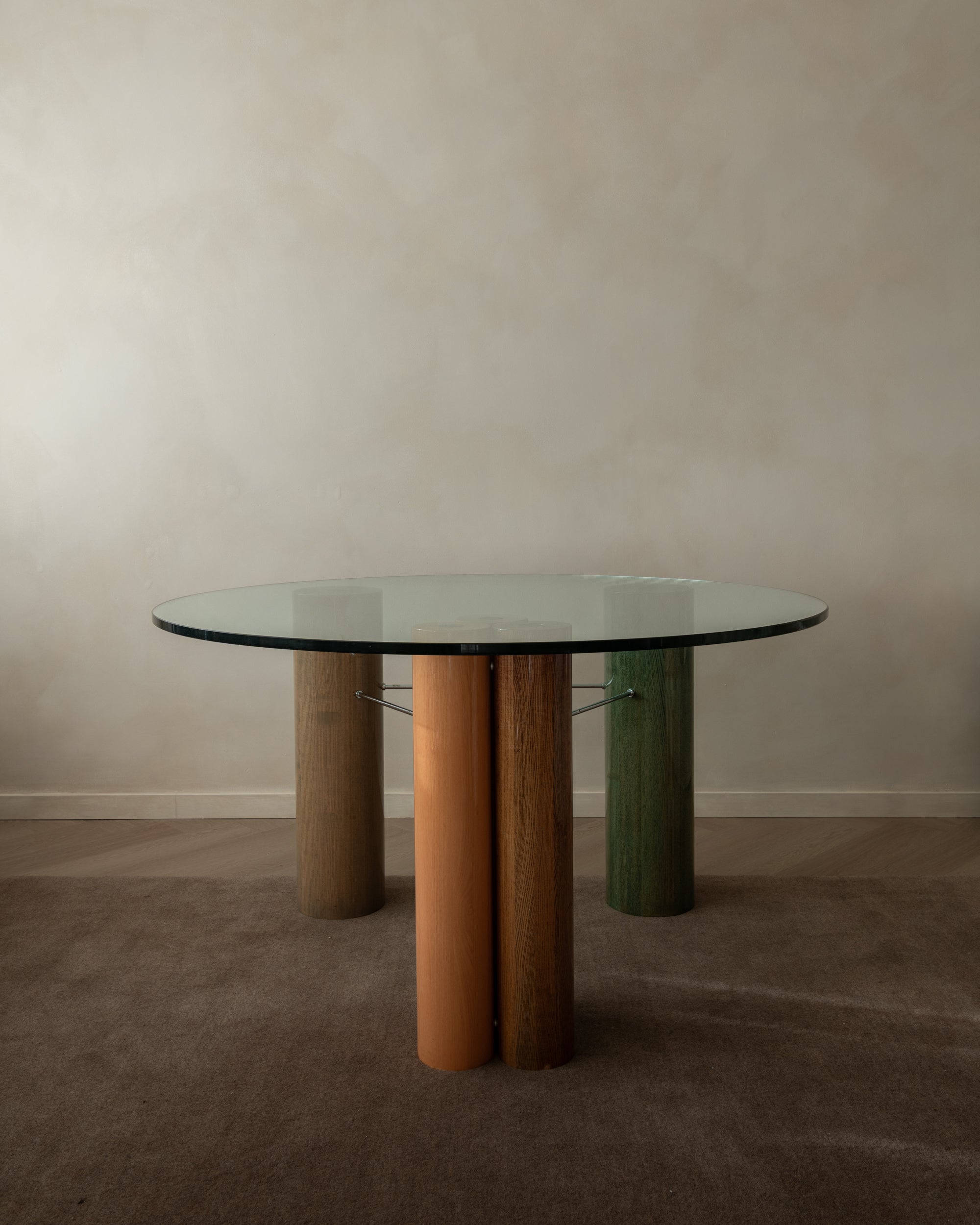 Postmodern Italian Glass Dining Table by Saporiti Italia, 1980s